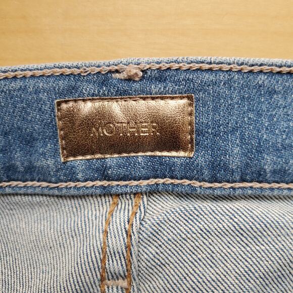 Mother The Insider Crop Step Fray Denim Jeans Shoot To Thrill Wash Blue Size 26 - Picture 6 of 10
